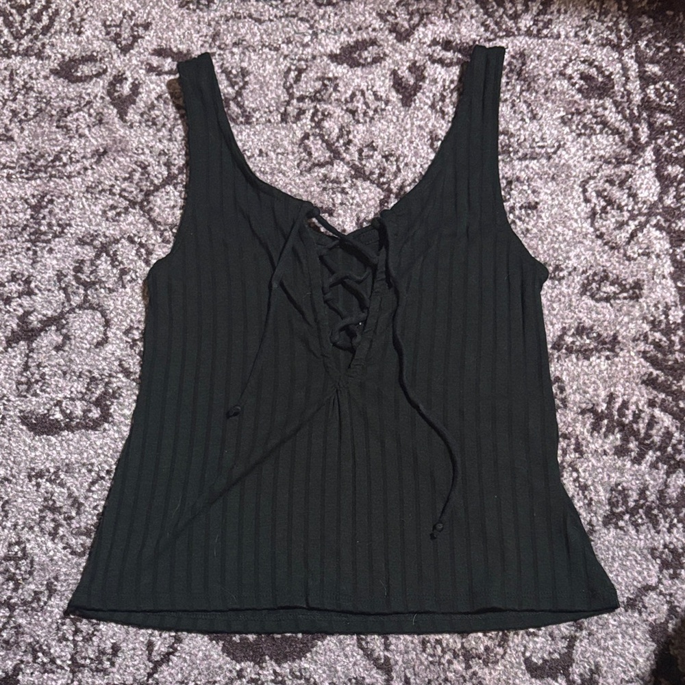 Black Lace-Up Women's Top